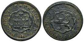Philip III (1598-1621). 4 maravedis. 1599. Segovia. (Cal-248). (Jarabo-Sanahuja-C20). Ae. 6,91 g. Without mintmark and value indication. Almost VF/VF....