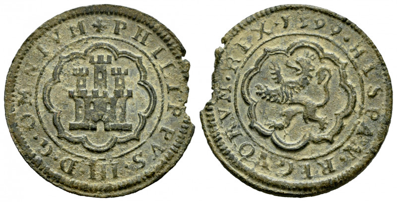 Philip III (1598-1621). 4 maravedis. 1599. Segovia. (Cal-248). (Jarabo-Sanahuja-...