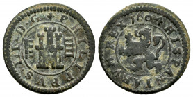 Philip III (1598-1621). 4 maravedis. 1604. Segovia. (Cal-259). (Jarabo-Sanahuja-D241). Ae. 3,40 g. Aqueduct left. VF. Est...20,00. 

Spanish descrip...