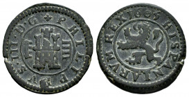 Philip III (1598-1621). 4 maravedis. 1605. Segovia. (Cal-260). (Jarabo-Sanahuja-D243). Ae. 2,99 g. Aqueduct left. VF. Est...15,00. 

Spanish descrip...