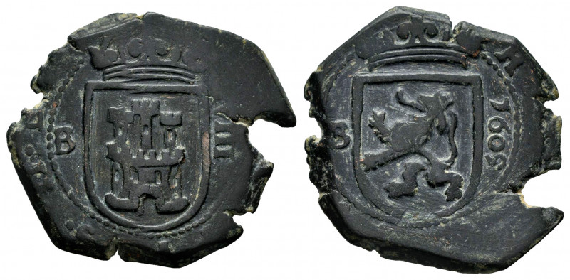Philip III (1598-1621). 8 maravedis. 1605. Burgos. (Cal-293). (Jarabo-Sanahuja-D...