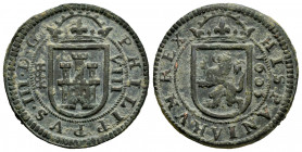 Philip III (1598-1621). 8 maravedis. 1605. Segovia. (Cal-327). (Jarabo-Sanahuja-D219). Ae. 5,91 g. VF. Est...30,00. 

Spanish description: Felipe II...