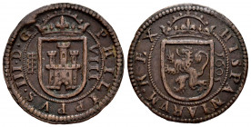 Philip III (1598-1621). 8 maravedis. 1605. Segovia. (Cal-327). Ae. 6,10 g. Choice VF. Est...30,00. 

Spanish description: Felipe III (1598-1621). 8 ...