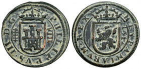 Philip III (1598-1621). 8 maravedis. 1612. Segovia. (Cal-333). (Jarabo-Sanahuja-D225). Ae. 7,09 g. Aqueduct with two rows of four arches. VF. Est...35...