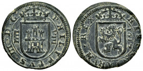 Philip III (1598-1621). 8 maravedis. 1617. Segovia. (Cal-334). (Jarabo-Sanahuja-D227). Ae. 6,54 g. Aqueduct with four arches. Choice VF/Almost XF. Est...