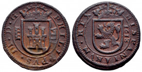 Philip III (1598-1621). 8 maravedis. 1618. Segovia. (Cal-338). (Jarabo-Sanahuja-D228). Ae. 6,01 g. VF. Est...25,00. 

Spanish description: Felipe II...