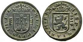 Philip III (1598-1621). 8 maravedis. 1619. Segovia. (Cal-339). (Jarabo-Sanahuja-D231). Ae. 620,00 g. Aqueduct with four arches. Choice VF. Est...50,00...