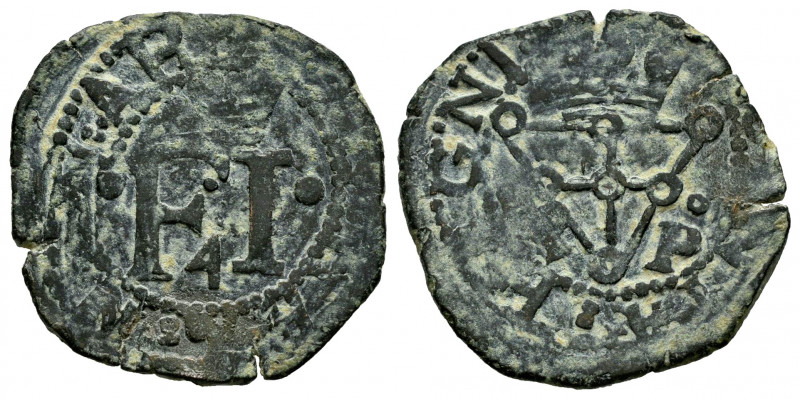 Philip IV (1621-1665). 4 cornados. Sin fecha. Pamplona. (Cal-72). Ae. 3,43 g. Tr...