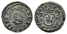 Philip IV (1621-1665). 2 maravedis. 1663. Cuenca. CA. (Cal-130). (Jarabo-Sanahuja-M219). Ae. 0,59 g. XF. Est...40,00. 

Spanish description: Felipe ...