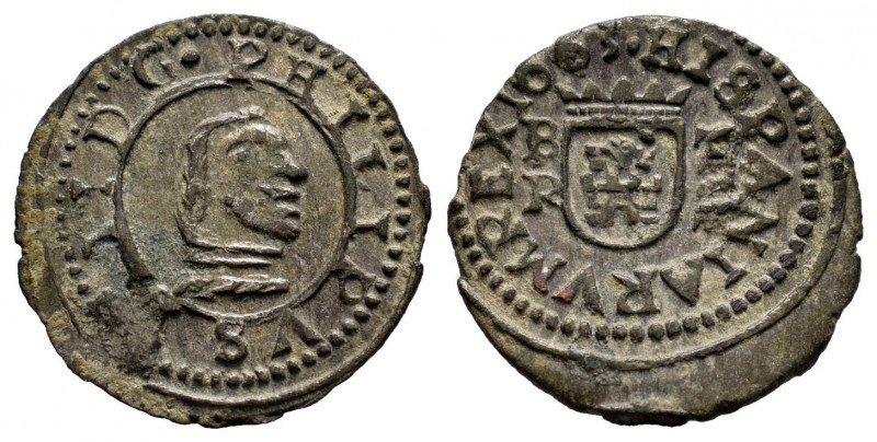 Philip IV (1621-1665). 4 maravedis. 1663. Burgos. R. (Cal-188). Ae. 1,07 g. VF/C...