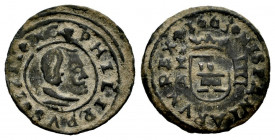 Philip IV (1621-1665). 4 maravedis. 1663. Cuenca. ca. (Cal-212). (Jarabo-Sanahuja-M214). Ae. 1,24 g. Scarce. Choice VF. Est...25,00. 

Spanish descr...
