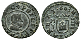 Philip IV (1621-1665). 4 maravedis. 1•663. Madrid. Y. (Cal-239). (Jarabo-Sanahuja-M460). Anv.: PHILIPPV•S. Ae. 0,80 g. Almost XF. Est...50,00. 

Spa...
