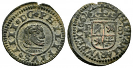 Philip IV (1621-1665). 8 maravedis. 1662. Burgos. R. (Cal-303). (Jarabo-Sanahuja-M18). Ae. 1,98 g. Choice VF. Est...25,00. 

Spanish description: Fe...