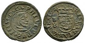 Philip IV (1621-1665). 8 maravedis. 1664. Coruña. R. (Cal-320). (Jarabo-Sanahuja-M159). Ae. 1,88 g. With turned S on obverse. VF. Est...25,00. 

Spa...