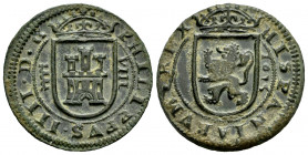Philip IV (1621-1665). 8 maravedis. 1625. Segovia. (Cal-390). (Jarabo-Sanahuja-F274). Ae. 6,32 g. Almost XF/Choice VF. Est...40,00. 

Spanish descri...
