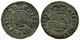 Philip IV (1621-1665). 8 maravedis. 1662. Madrid. Y. (Cal 2008-no cita). (Jarabo-Sanahuja-M340 variante). Ae. 2,02 g. Variety, without pellet below Y....