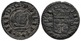 Philip IV (1621-1665). 8 maravedis. 1661. Sevilla. R. (Cal-405). (Jarabo-Sanahuja-M629). Ae. 1,66 g. Choice VF. Est...30,00. 

Spanish description: ...