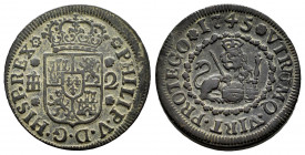 Philip V (1700-1746). 2 maravedis. 1745. Segovia. (Cal-74). Ae. 3,26 g. Choice VF. Est...25,00. 

Spanish description: Felipe V (1700-1746). 2 marav...