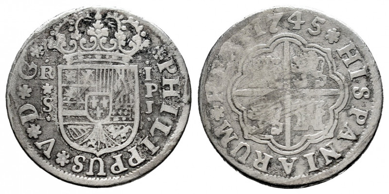 Philip V (1700-1746). 1 real. 1754. Sevilla. PJ. (Cal-668). Ag. 2,47 g. Exempt f...