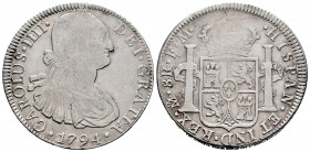 Charles IV (1788-1808). 8 reales. 1724. México. FM. (Cal-956). Ag. 26,42 g. Choice F. Est...35,00. 

Spanish description: Carlos IV (1788-1808). 8 r...