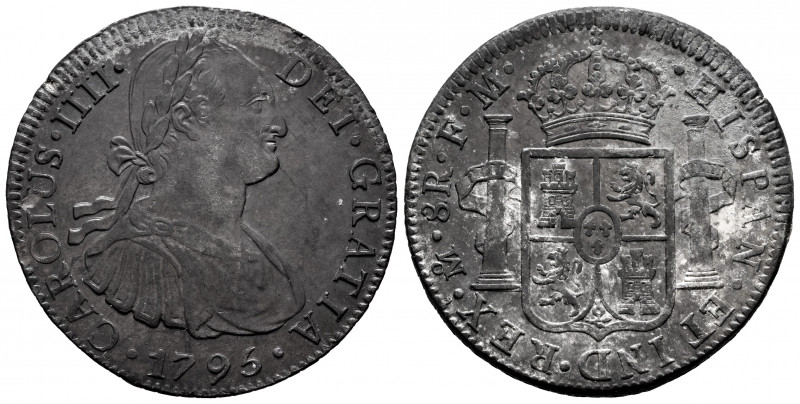 Charles IV (1788-1808). 8 reales. 1795. México. FM. (Cal-958). Ag. 27,00 g. Mino...