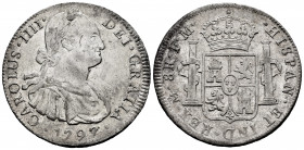 Charles IV (1788-1808). 8 reales. 1797. México. FM. (Cal-960). Ag. 26,95 g. With some original luster remaining. VF/Choice VF. Est...60,00. 

Spanis...