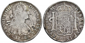 Charles IV (1788-1808). 8 reales. 1798. México. FM. (Cal-961). Ag. 25,98 g. Choice F. Est...40,00. 

Spanish description: Carlos IV (1788-1808). 8 r...