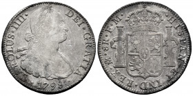 Charles IV (1788-1808). 8 reales. 1798. México. FM. (Cal-961). Ag. 26,85 g. Minor rust. Almost VF. Est...35,00. 

Spanish description: Carlos IV (17...