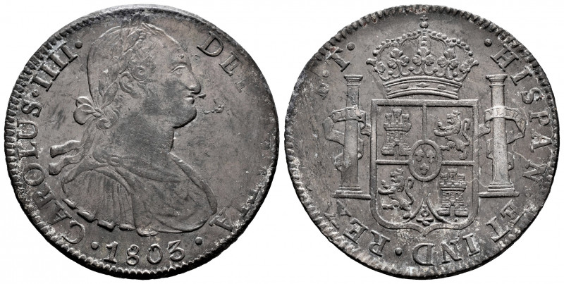 Charles IV (1788-1808). 8 reales. 1803. México. FT. (Cal-977). Ag. 26,85 g. Dark...