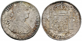 Charles IV (1788-1808). 8 reales. 1805. México. TH. (Cal-983). Ag. 26,87 g. Almost VF/Choice VF. Est...90,00. 

Spanish description: Carlos IV (1788...