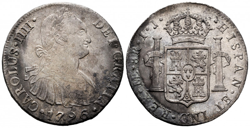 Charles IV (1788-1808). 8 reales. 1796. Lima. IJ. (Cal-913). Ag. 26,98 g. Rust o...