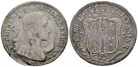 Ferdinand IV of Naples, Infant of Spain. 1 piastra / 120 grana. 1788. Naples. DP/C-C. (Vti-286). (Mir-370/4). Ag. 26,89 g. Hairlines on reverse. Ex Au...