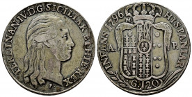 Ferdinand IV of Naples, Infant of Spain. 120 grana. 1796. Naples. M/A-P. (Tauler-3933). (Vti-298). (Mir-373/1). Ag. 27,35 g. Choice VF. Est...120,00. ...