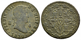 Ferdinand VII (1808-1833). 4 maravedis. 1830. Segovia. (Cal-185). Ae. 5,17 g. Almost VF. Est...20,00. 

Spanish description: Fernando VII (1808-1833...