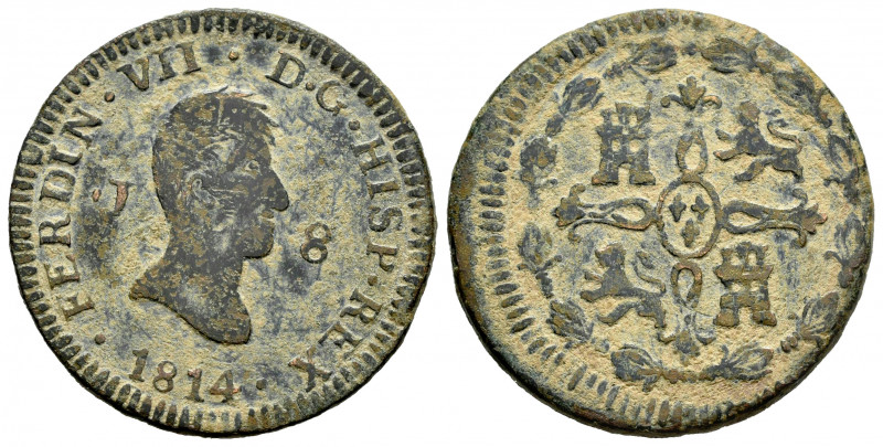 Ferdinand VII (1808-1833). 8 maravedis. 1814. Jubia. (Cal-192). Ae. 10,53 g. Alm...