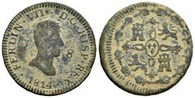 Ferdinand VII (1808-1833). 8 maravedis. 1814. Jubia. (Cal-192). Ae. 10,53 g. Almost VF. Est...25,00. 

Spanish description: Fernando VII (1808-1833)...