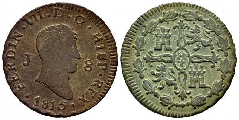 Ferdinand VII (1808-1833). 8 maravedis. 1815. Jubia. (Cal-193). Ae. 9,67 g. Choi...