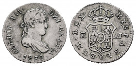 Ferdinand VII (1808-1833). 1/2 real. 1830. Madrid. AJ. (Cal-380). Ag. 1,48 g. Double struck on obverse. Almost VF. Est...25,00. 

Spanish descriptio...