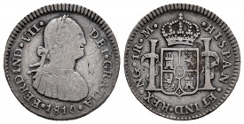 Ferdinand VII (1808-1833). 1 real. 1810. Guatemala. M. (Cal-549). Ag. 3,42 g. Bust of Charles IV. Scarce. F/Choice F. Est...50,00. 

Spanish descrip...