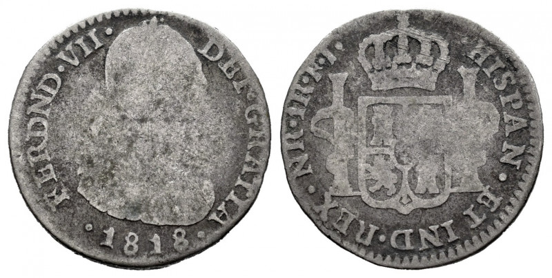 Ferdinand VII (1808-1833). 1 real. 1818. Santa Fe de Nuevo Reino. FJ. (Cal-656)....