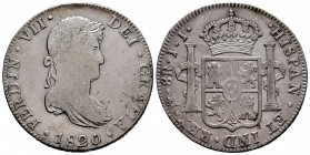 Ferdinand VII (1808-1833). 8 reales. 1820. México. JJ. (Cal-1336). Ag. 26,89 g. Cleaned. Almost VF. Est...40,00. 

Spanish description: Fernando VII...