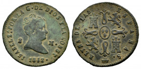 Elizabeth II (1833-1868). 2 maravedis. 1842. Segovia. (Cal-54). Ae. 2,19 g. Almost VF. Est...20,00. 

Spanish description: Isabel II (1833-1868). 2 ...