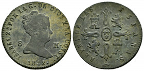 Elizabeth II (1833-1868). 8 maravedis. 1842. Segovia. (Cal-128). Ae. 10,66 g. VF. Est...40,00. 

Spanish description: Isabel II (1833-1868). 8 marav...