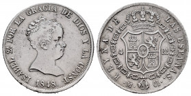 Elizabeth II (1833-1868). 4 reales. 1848. Madrid. CL. (Cal-453). Ag. 5,14 g. Cleaned. Almost VF. Est...35,00. 

Spanish description: Isabel II (1833...