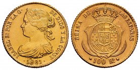 Elizabeth II (1833-1868). 100 reales. 1861. Sevilla. (Cal-804). Au. 8,34 g. Jewelry counterfeit. AU. Est...320,00. 

Spanish description: Isabel II ...