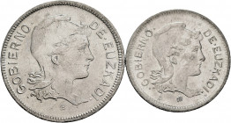 Civil War (1936-1939). Complete set of 2 coins, 1 and 2 pesetas. 1937. Euzkadi. (Cal-14/15). Minor marks. Almost MS. Est...40,00. 

Spanish descript...