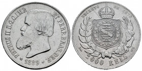 Brazil. D. Pedro II. 2000 reis. 1889. (Km-485). Ag. 25,41 g. Scratch on reverse. Cleaned. Almost XF. Est...35,00. 

Spanish description: Brasil. D. ...