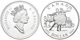 Canada. Elizabeth II. 1 dollar. 2001. (Km-414). Ag. 25,62 g. National Ballet. PR. Est...30,00. 

Spanish description: Canadá. Elizabeth II. 1 dollar...