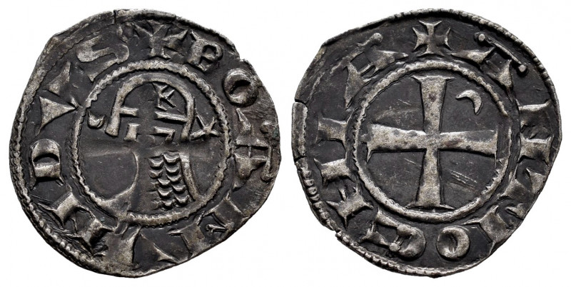 Crusaders. Bohemund III. Dinero. (1163-1201). Antioch. Ag. 0,79 g. XF. Est...35,...