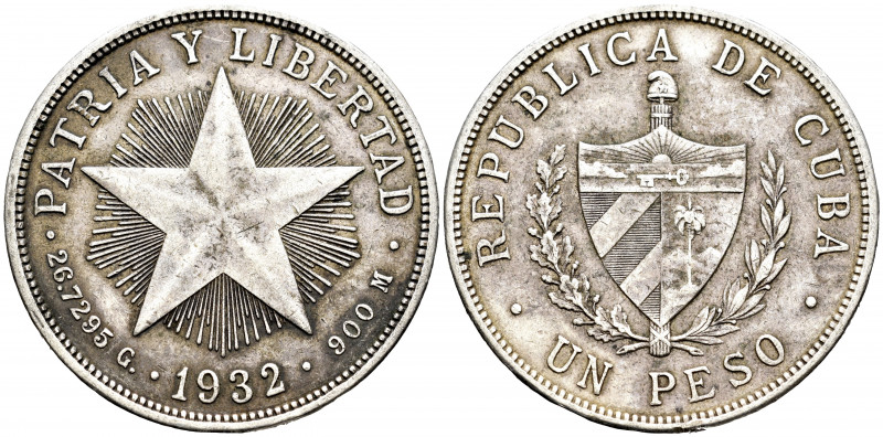 Cuba. 1 peso. 1932. (Km-15.2). Ag. 26,72 g. Choice VF. Est...25,00. 

Spanish ...